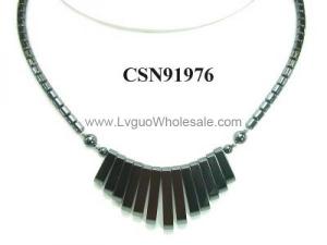 Hematite Teeths Pendant Beads Stone Statement Bib Fashion Women Necklace